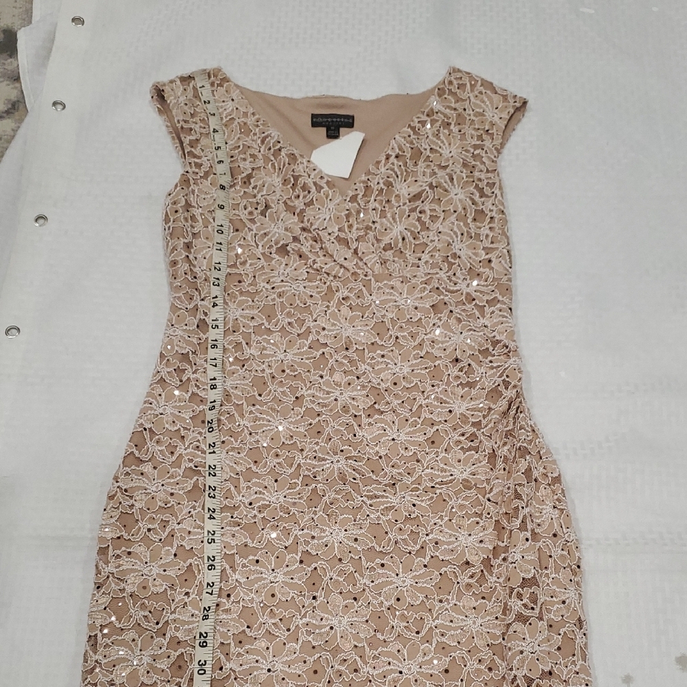 Connected Apparel Lace V-Neck Midi Dress - Cream - Picture 12 of 16